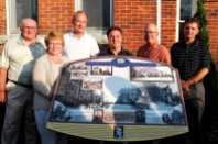 L-r, Athens Mayor Herb Scott; Kathryn Hudson, Athens and Area Historical Society; Brian Phillips, local historian and graphic designer; MP Gord Brown and MPP Steve Clark, Leeds-Grenville; and Tom Russell, Thousand Islands Community Development Corporation